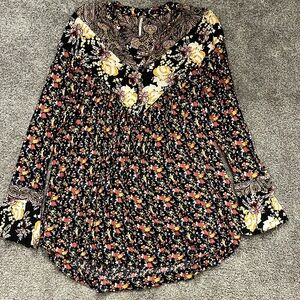 Free People Wildflower Fields Bell Sleeve Button Tunic